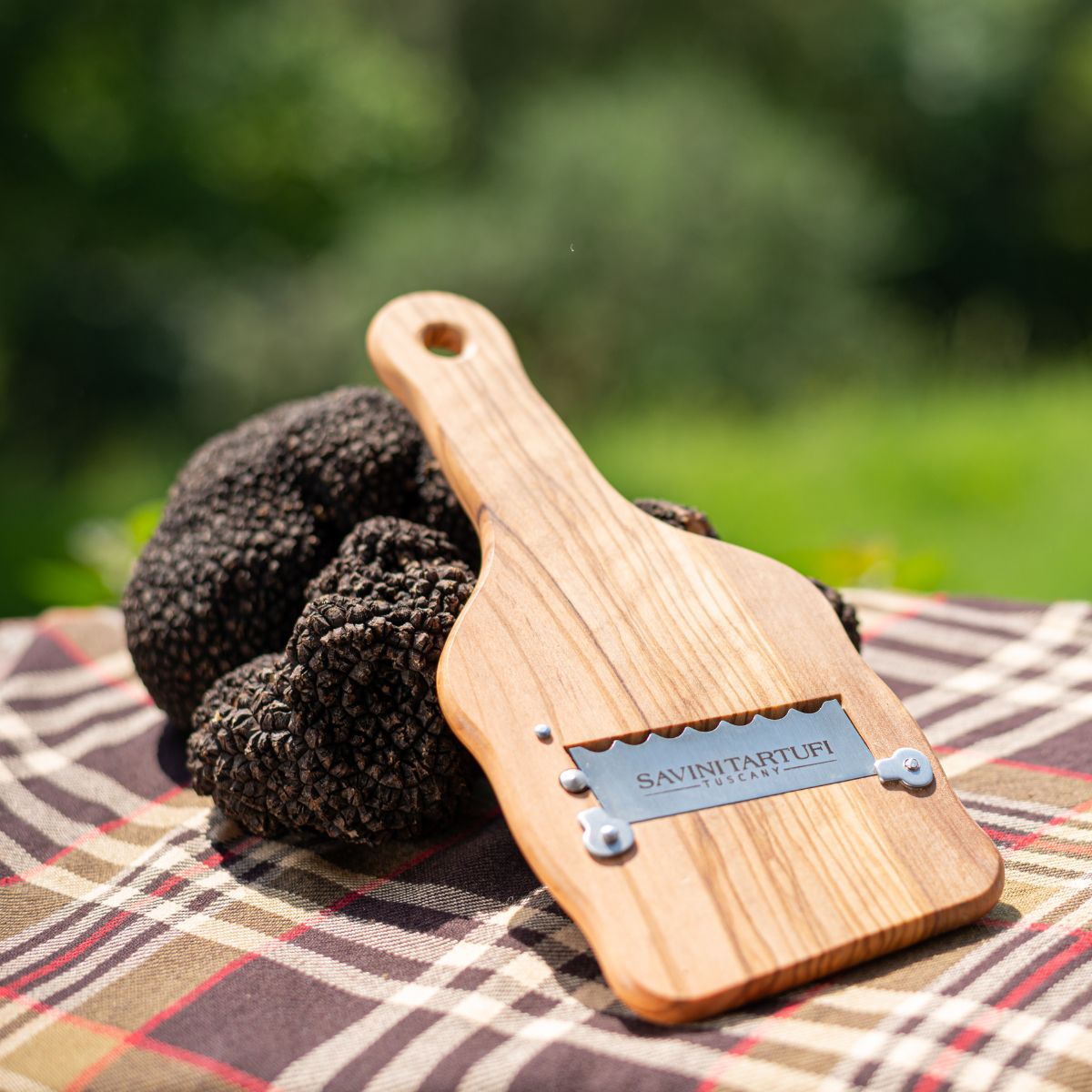 Olive wood truffle slicer